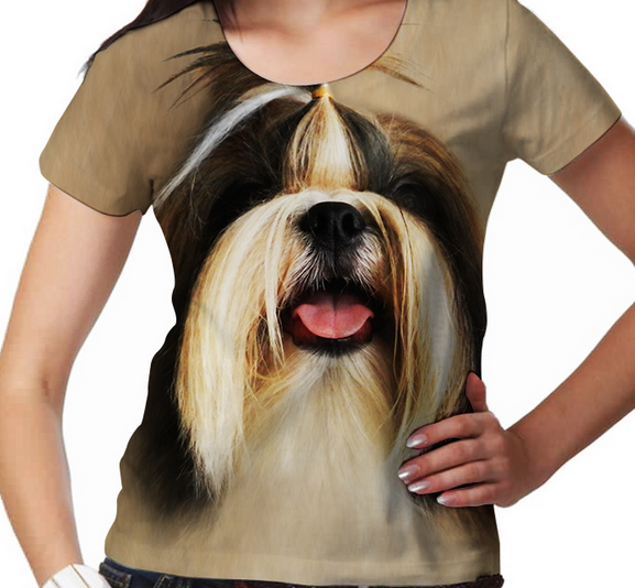 Camiseta feminina com estampa Shih Tzu tamanho XG