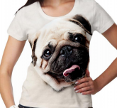 Camiseta feminina estampa Pug tamanho P