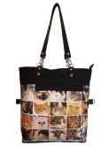 bolsa tipo sacola estampa mosaico de gatinhos