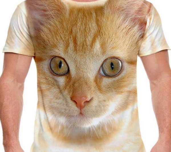 Camiseta feminina estampa gato amarelo tamanho XG