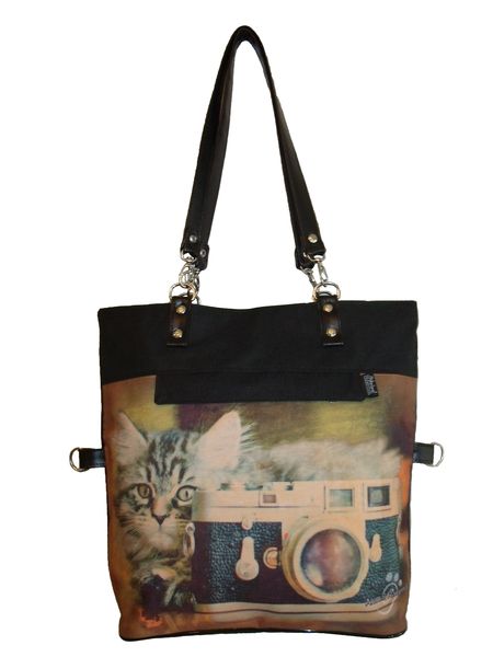 bolsa estampa gato camera tipo sacola