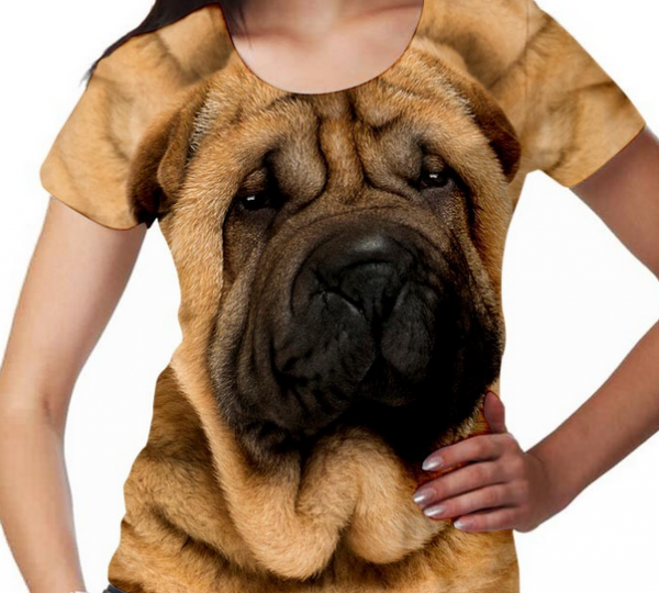 Camiseta feminina estampa Sharpei tamanho P