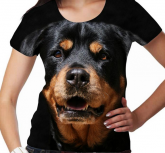 Camiseta feminina com estampa Rottweiler tamanho G