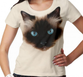 Camiseta feminina estampa gato Siamês tamanho GG