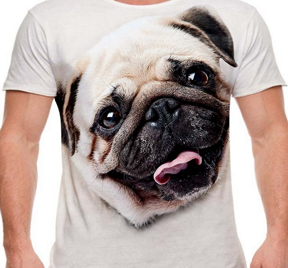 Camiseta com estampa Pug efeito 3D